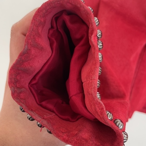 Double D Ranch Coral red embellished suede leather jacket M - Picture 12 of 12